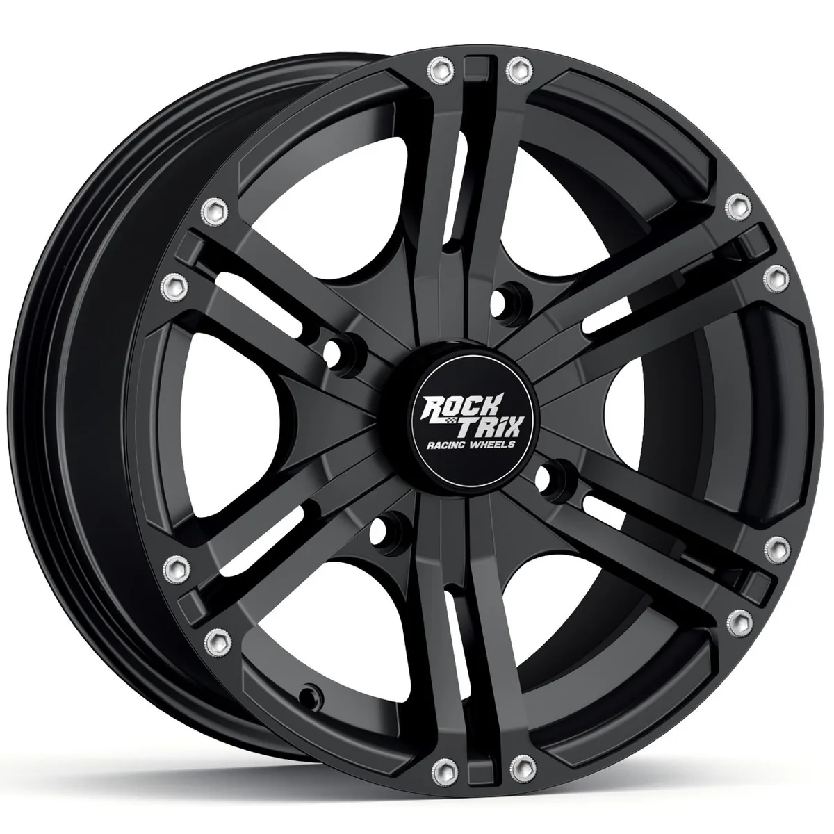 RockTrix RockTrix RT101 14in ATV Wheel 14x7 Matte Black 4x137 5+2 Offset 110mm Bore 800lbs — product photo