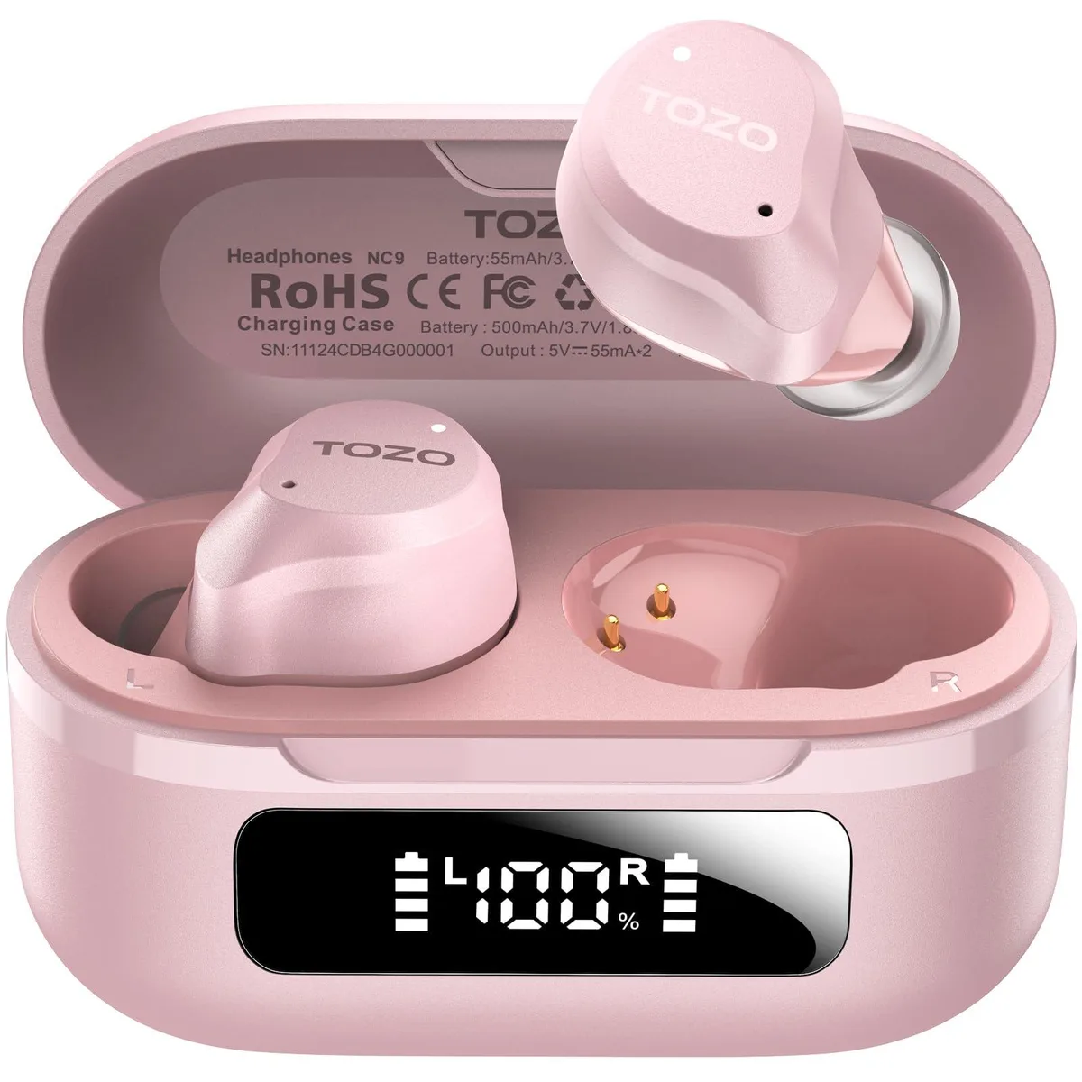 TOZO Store TOZO NC9 Hybrid ANC Wireless Earbuds 59H Pink — product photo