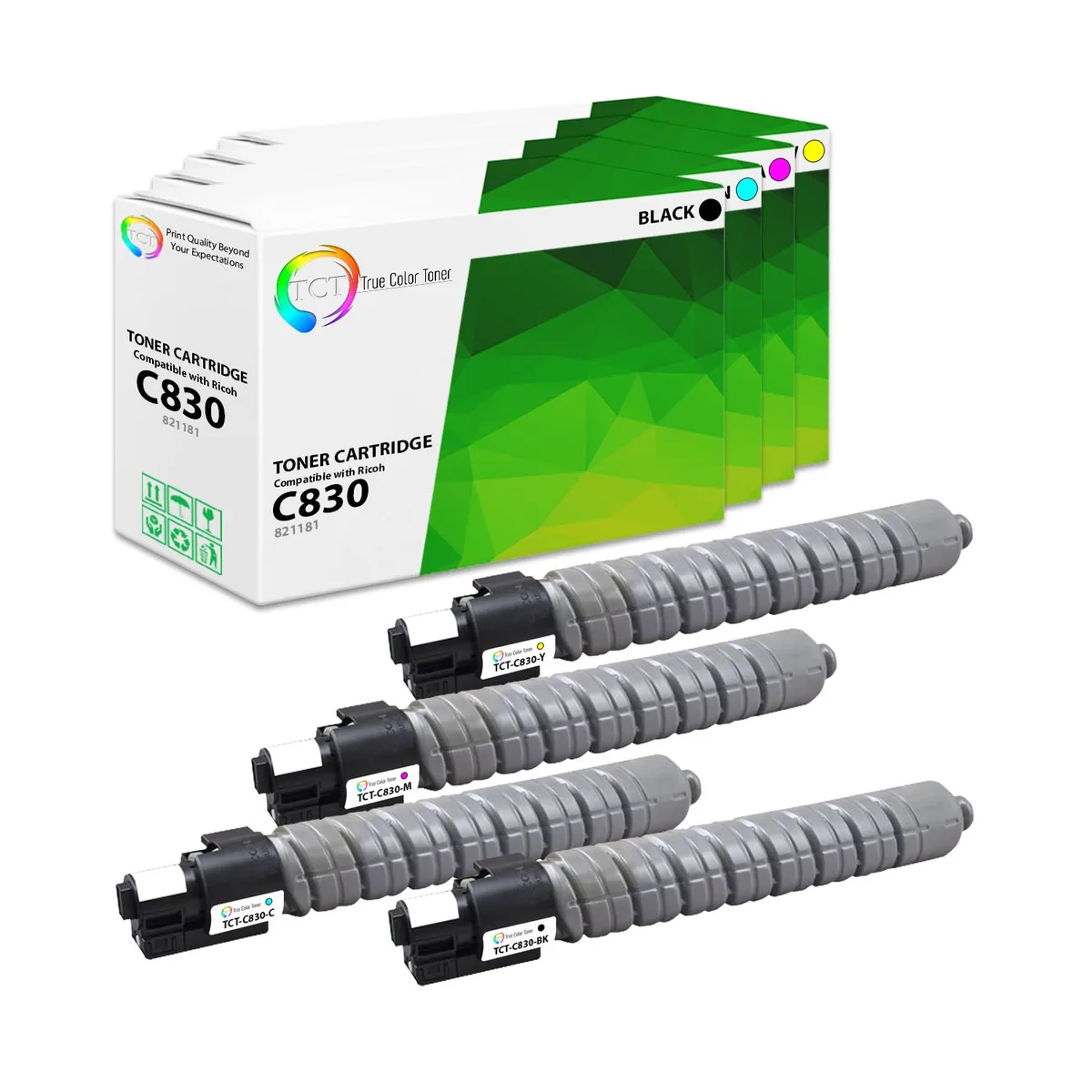 True Color Toner True Color Toner C830 4 Pack toner cartridges 4 Colors 23500/27000 pages — product photo