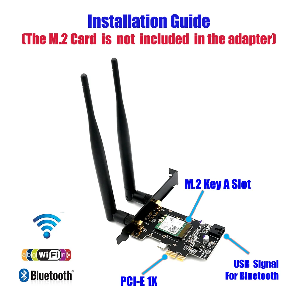 Shenzhen Aimilai Technology Co.Ltd. Shenzhen Aimilai Technology Co.Ltd. NGFF M.2 Key A to PCIe x1 Wi-Fi Adapter — product photo