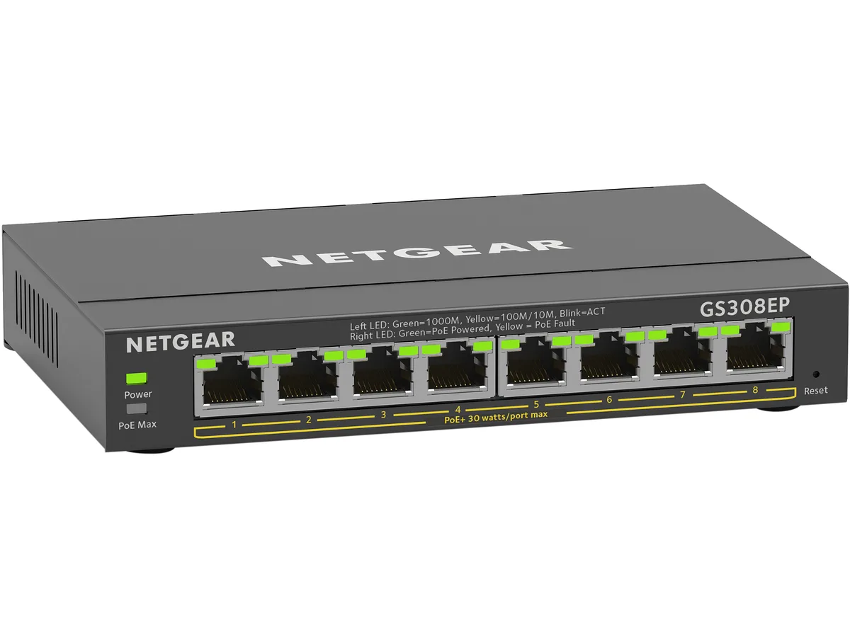 Netgear Inc. Netgear Inc. GS308EP-100NAS 8-port Gigabit PoE+ smart managed network switch (62W) — product photo