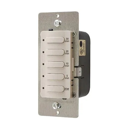 Light almond electronic wall switch timer with manual override buttons
