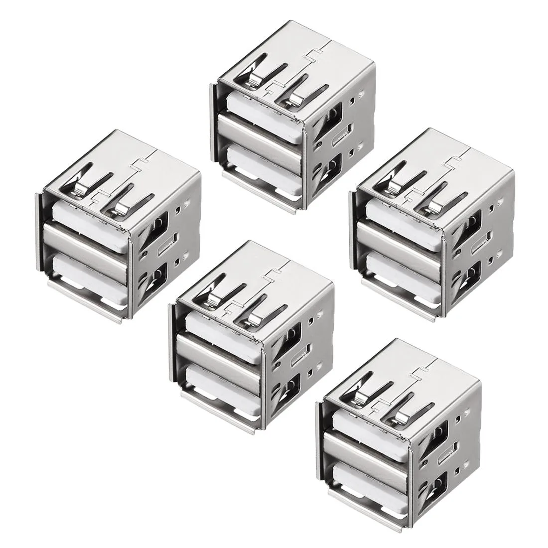 Unique-Bargains Unique-Bargains PCB USB Type-A Dual Port Female Jack 8P Vertical 180 Degree 5pcs — product photo