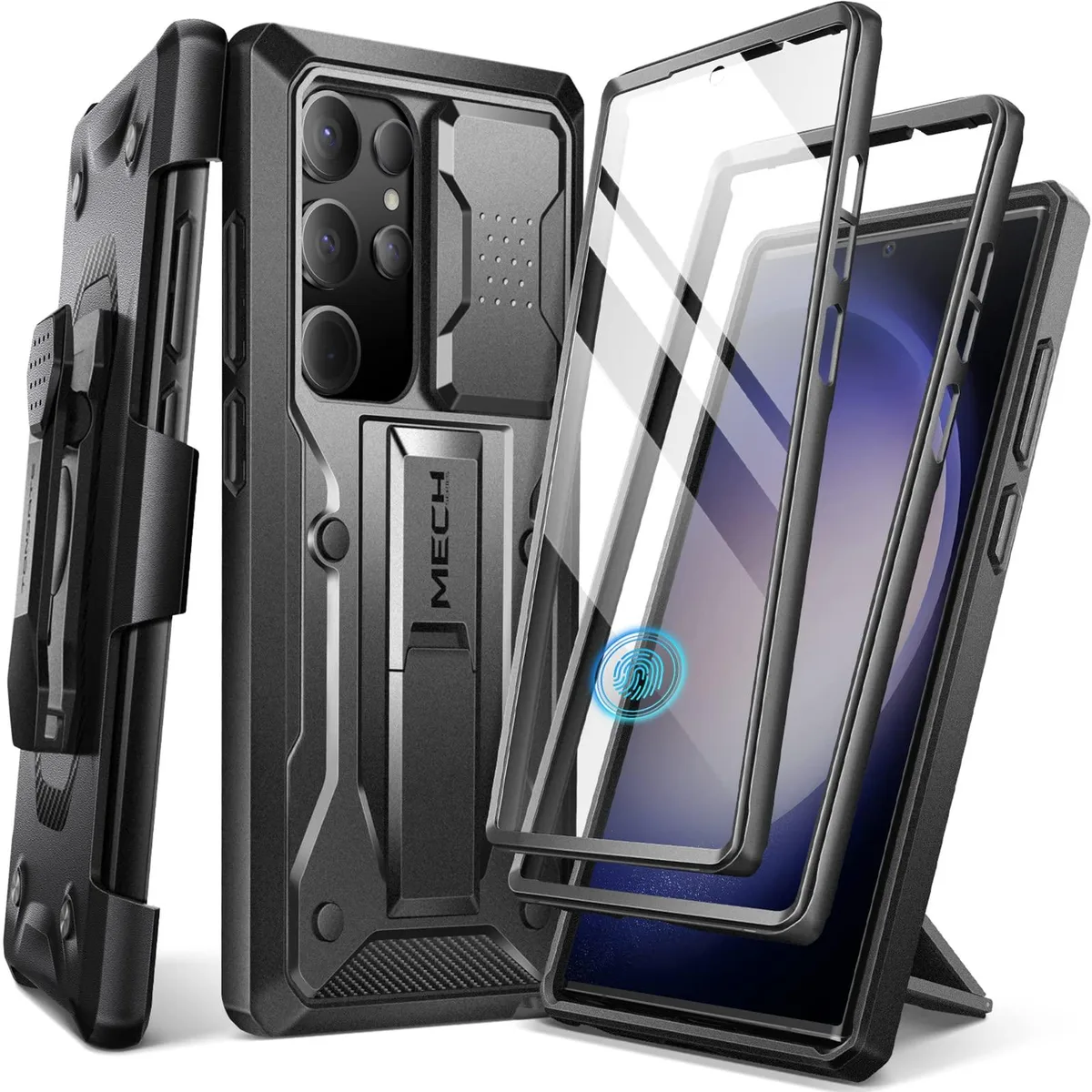  TONGATE Samsung Galaxy S23 Ultra Case 6.8" Slide Camera Cover 2 Front Frames 360° Belt Clip Kickstand Black — product photo