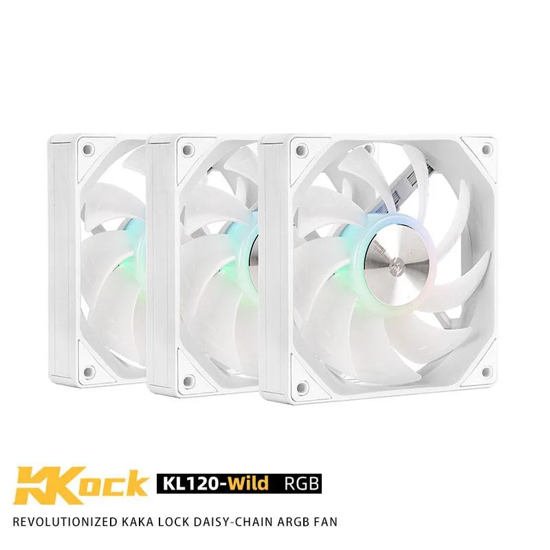 Mechanic master Mechanic master KaKaLock Magic Cableless KL120 120mm ARGB case fan 3 pack White — product photo