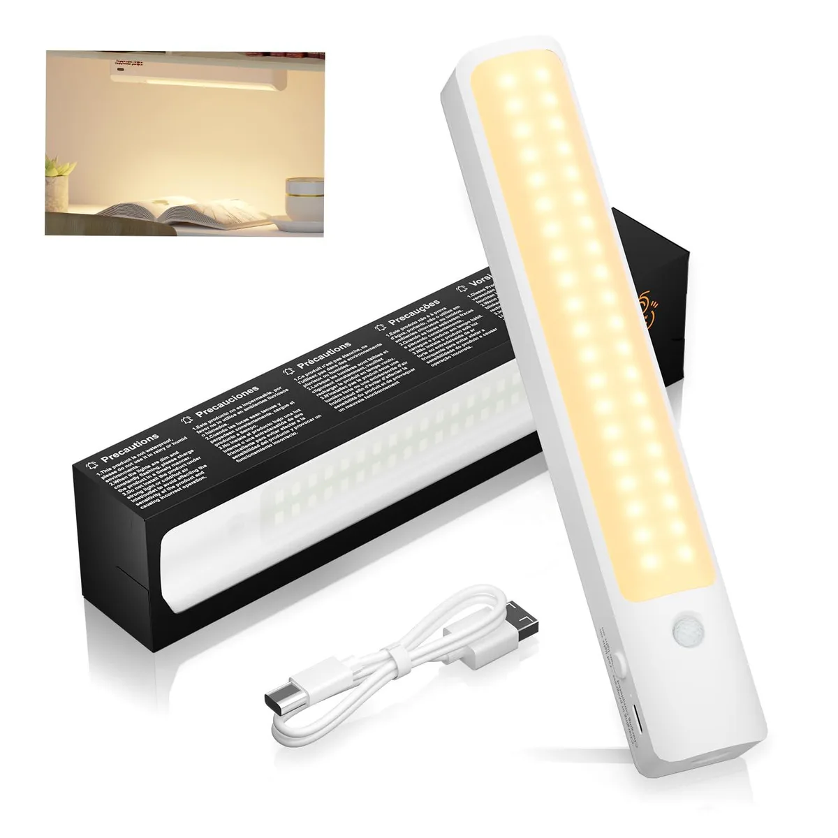 White rectangular LED light bar 8.66 inches long with magnetic mounting