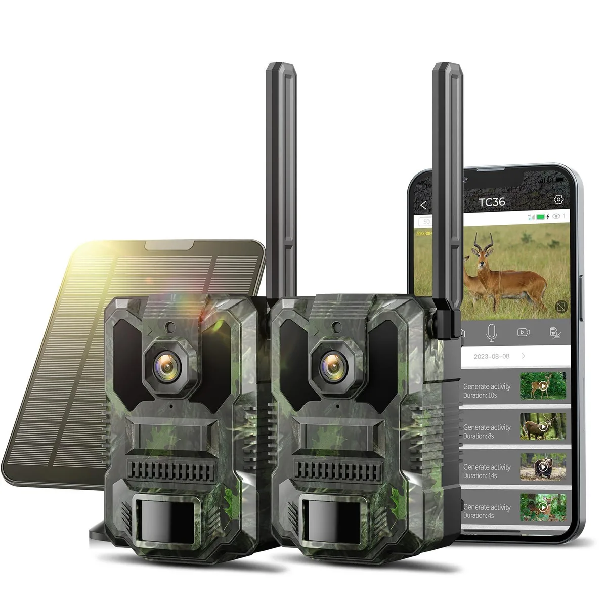 VOOPEAK TC36 4G Cellular Trail Camera 2 Pack 2.5K Solar Night Vision — product photo