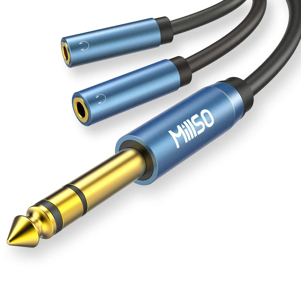 kolitt kolitt 6.35mm Male to Dual 3.5mm Female Audio Splitter Sapphire Blue 12 inch — product photo