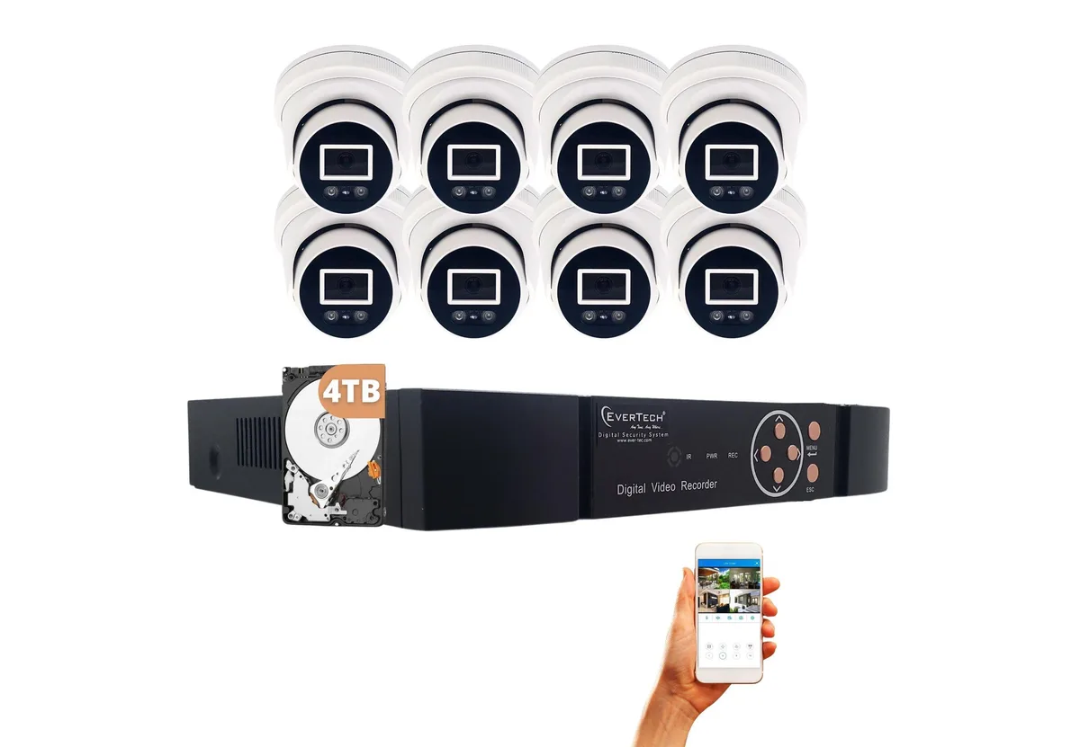 Evertech USA Evertech USA 8 Channel 4K 8MP IP PoE Surveillance Security System 4TB HDD 8 Dome Cameras with Audio — product photo