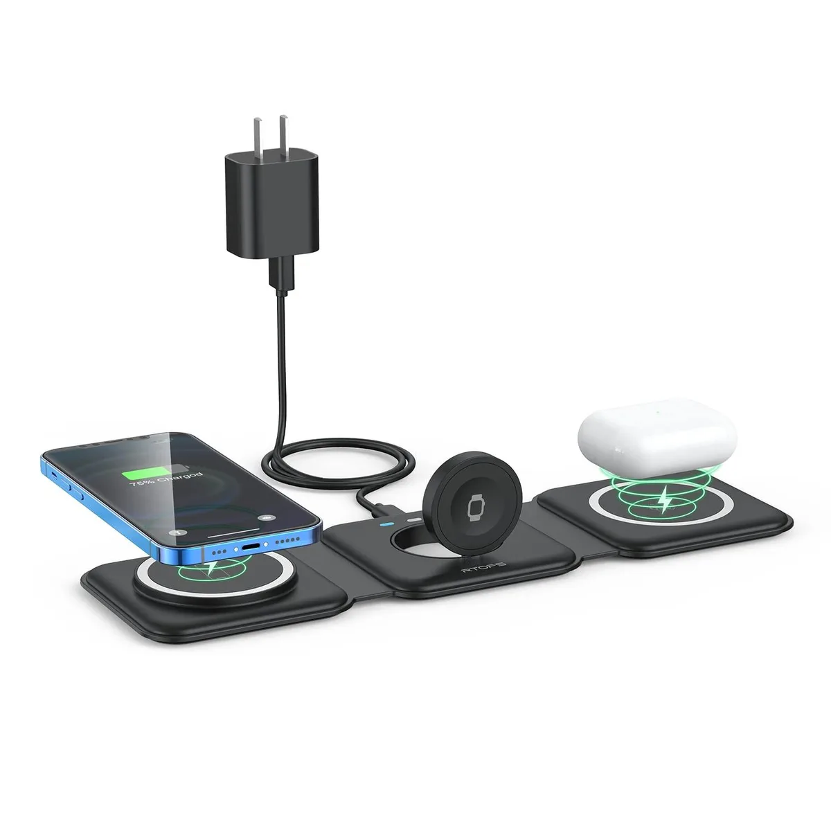  RTOPS W312 3-in-1 Magnetic Wireless Charger Black — product photo