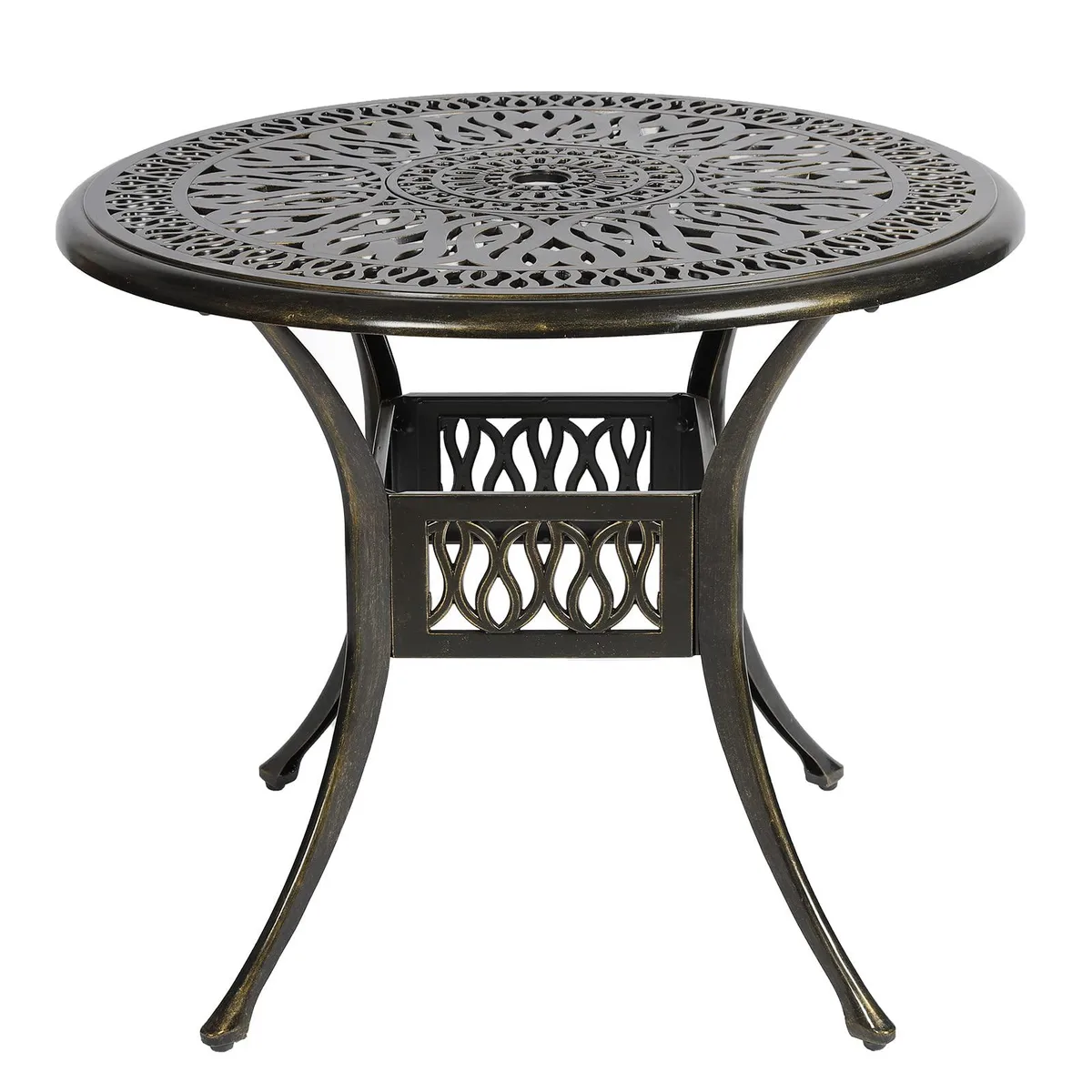 MEETWARM MEETWARM 35.4" Round Patio Dining Table Dark Bronze — product photo