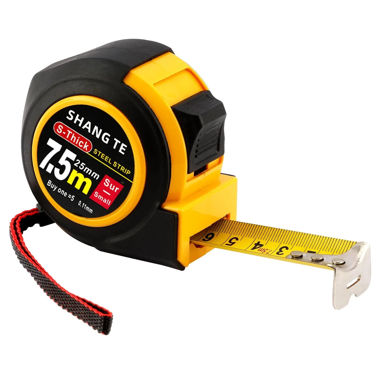 Yellow steel retractable tape measure 25 ft with ABS case and belt clip