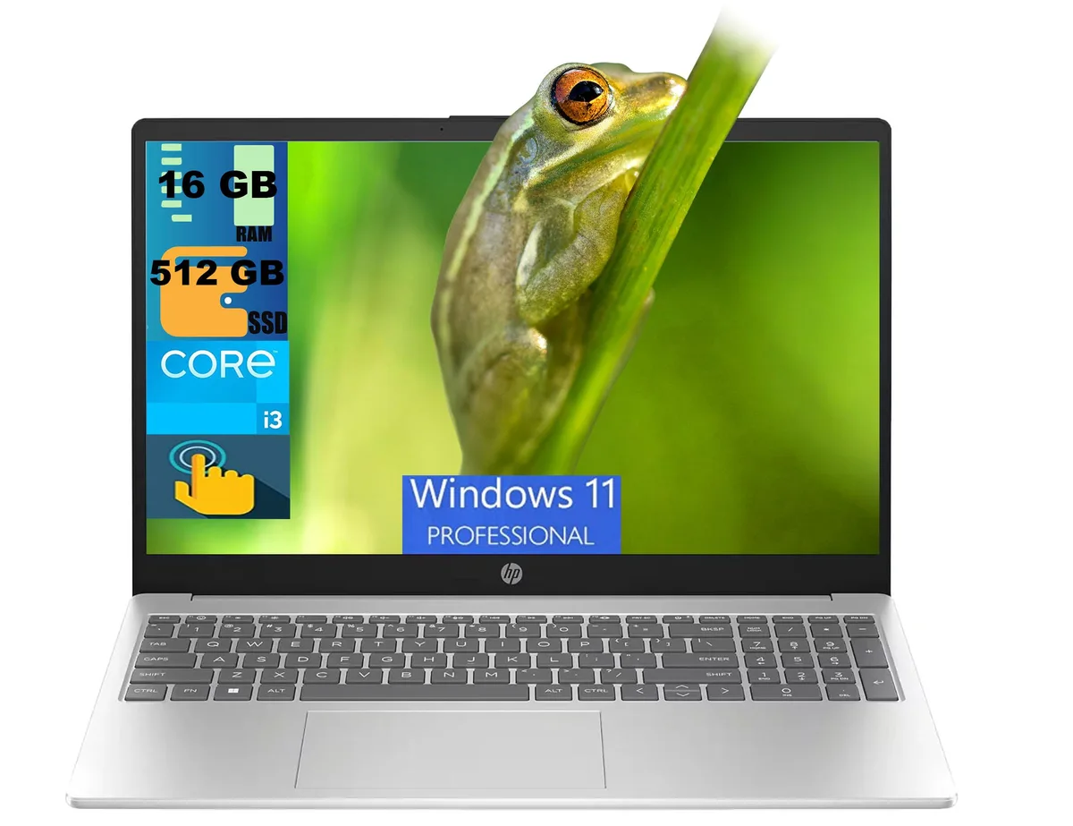HP HP 15 laptop i3-1215U 16GB 512GB 15.6" HD touchscreen Silver — product photo