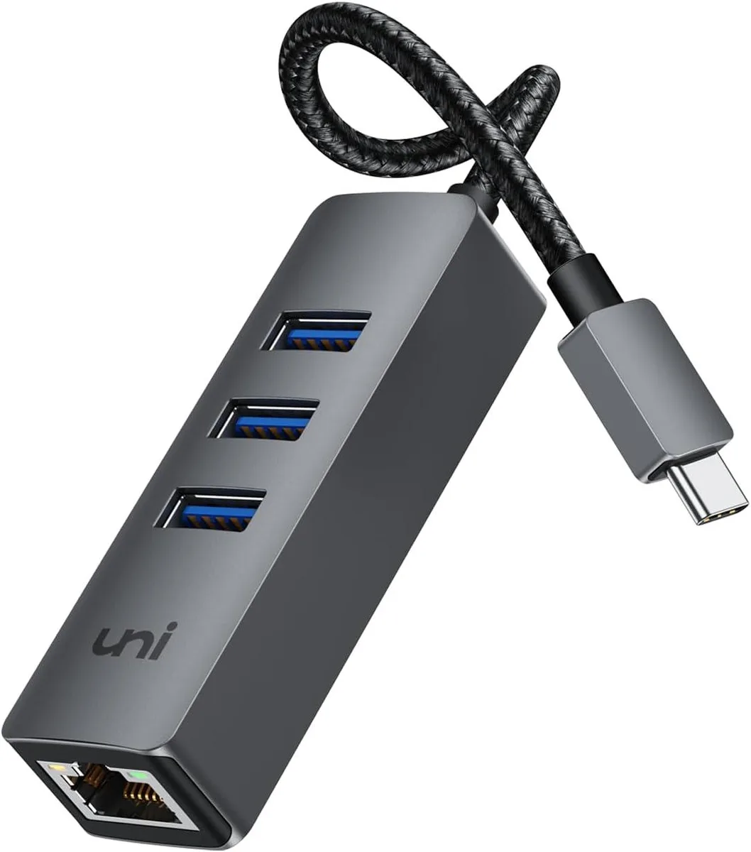 GCROWN GCROWN USB-C to Ethernet Adapter 1000Mbps 3 USB-A ports 5Gbps — product photo