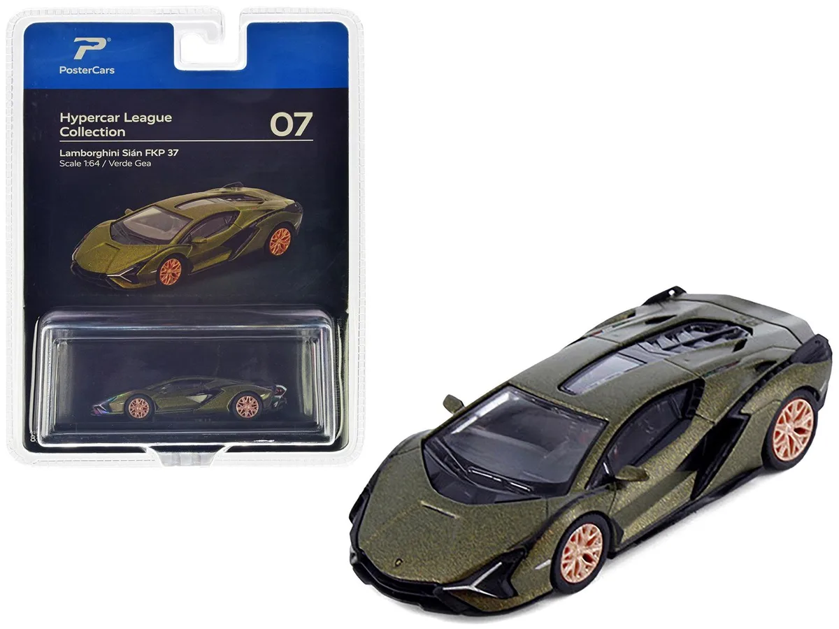 PosterCars PosterCars Lamborghini Sian FKP 37 Verde Gea Green Metallic Hypercar League Collection 1/64 hobby collectible — product photo