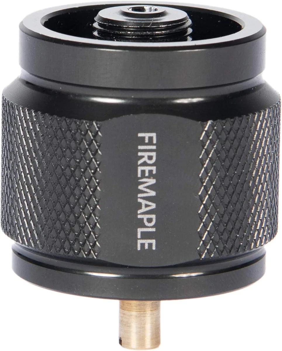 Milled aluminum LPG adapter with threaded brass connection, silver finish