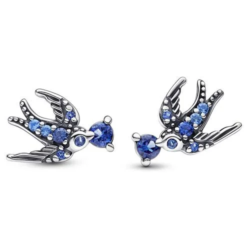 PANDORA PANDORA Sparkling Swallow Stud Earrings Blue — product photo