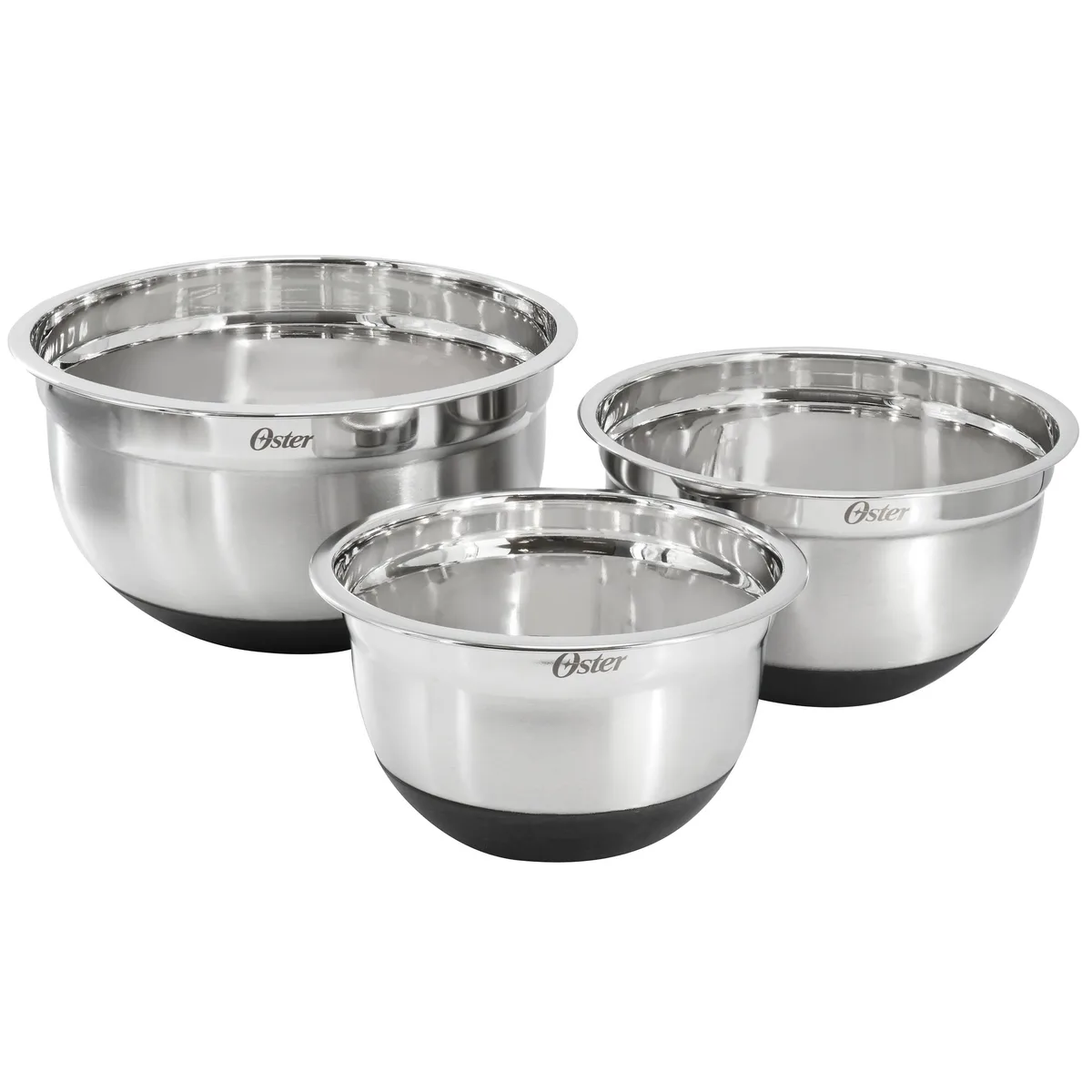 OSTER OSTER 510121857M 3-piece dinnerware set 1.7/2.4/3.9 qt silver — product photo