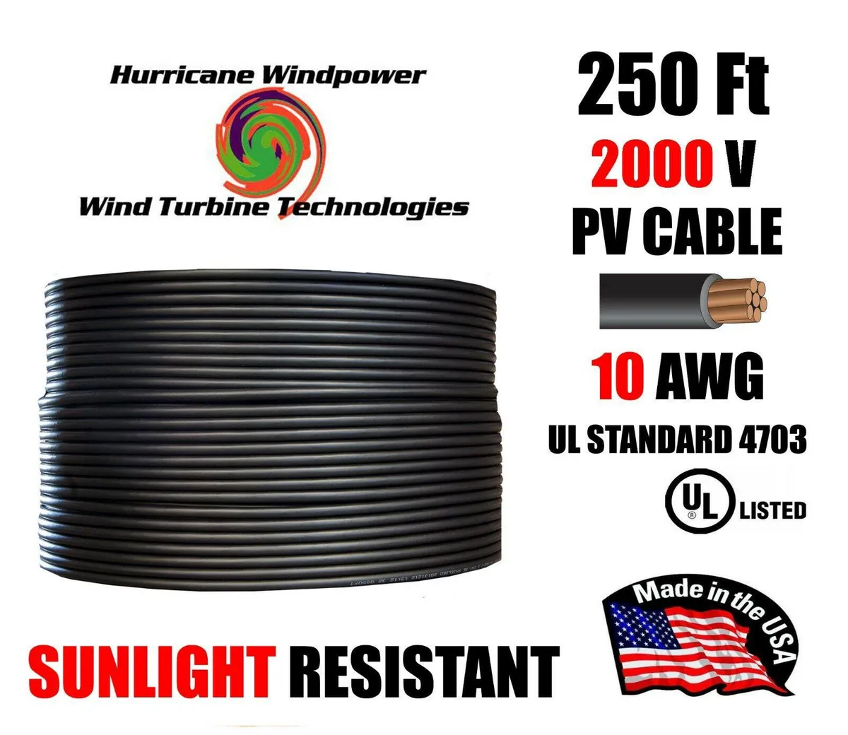 Thinkstar Thinkstar 10 AWG 19-Strand PV Wire 1000/2000V 250 Ft — product photo