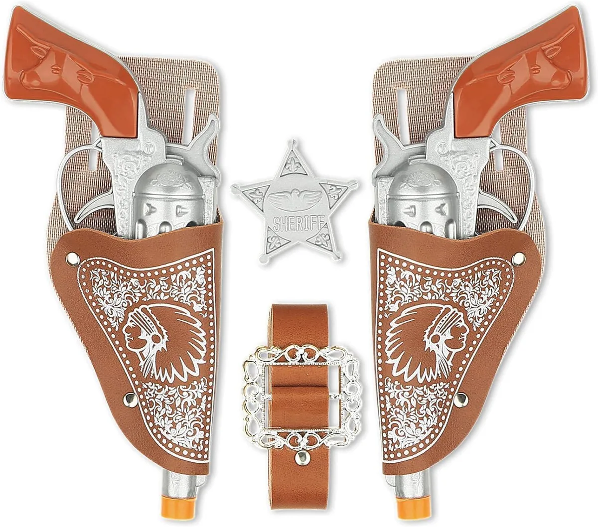 Cowboy Toys Set 6-Piece Brown Adjustable Gun Belt Holster Dress-Up — product photo