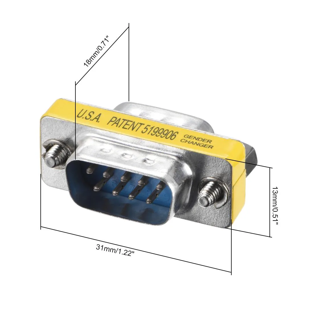 Unique-Bargains Unique-Bargains DB9 Gender Changer Male-to-Male 9-Pin 2-Row Blue Pack of 5 — product photo