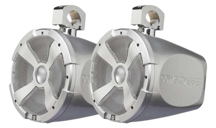 PowerBass PowerBass XL-POD10LR 10" long-range marine pod speakers, pair, RGB, 2.75" clamp — product photo
