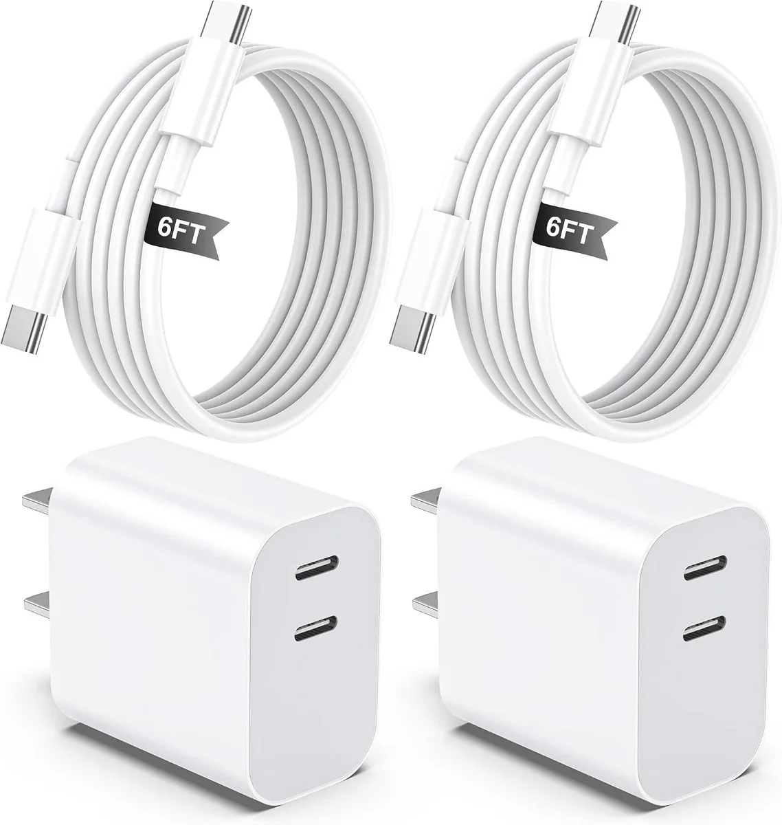 ONITOON ONITOON 2-Pack Dual USB-C 20W PD Charger with 60W Cable — product photo