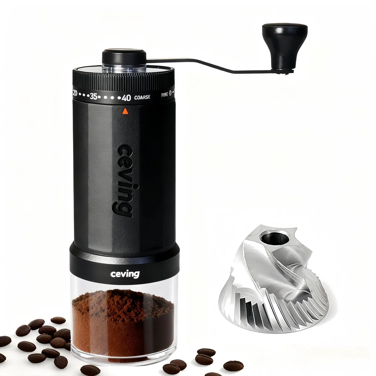  CEVING MCG-MEGA-PRO Manual Coffee Grinder 60g 40 Settings — product photo