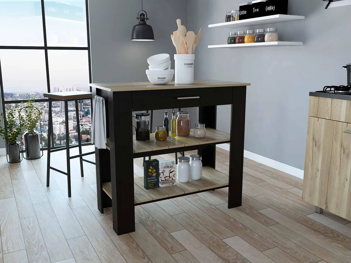 FM FURNITURE FM FURNITURE Brooklyn 40 Kitchen Island Two Shelves One Drawer 40L — product photo