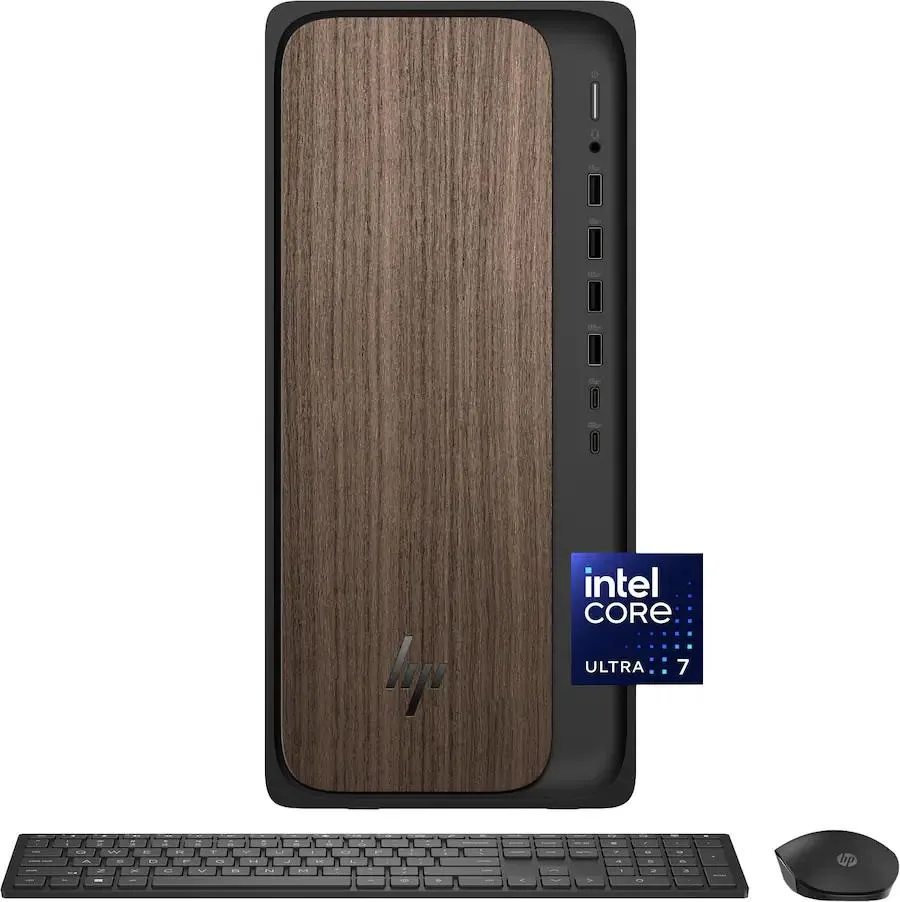 HP HP OmniDesk M03-0074 Desktop PC Intel Core Ultra 7 265F 32GB RTX 5060 1TB SSD Dark Wood — product photo