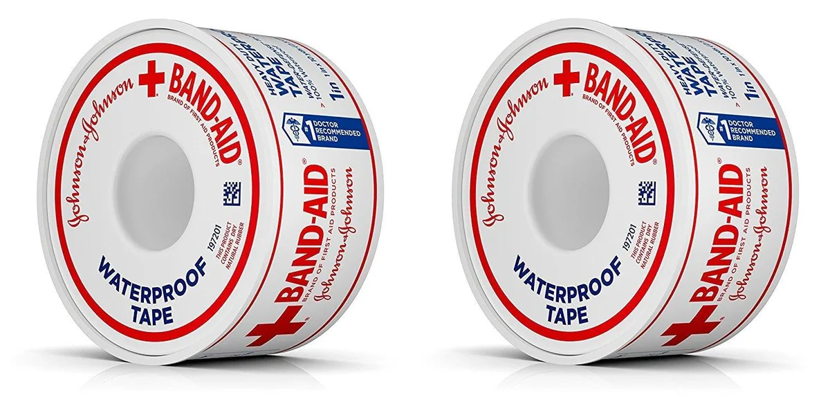 Band-Aid 116155 Waterproof Adhesive First Aid Tape 1/2 Inch x 10 Yards Pack of 2 — product photo