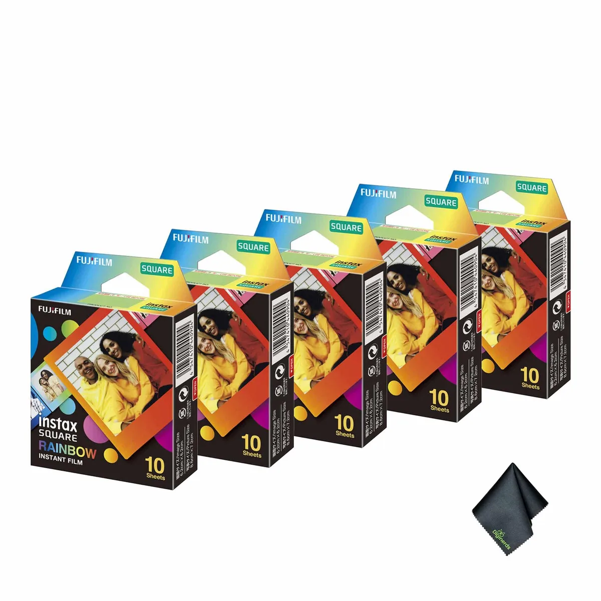 FUJIFILM FUJIFILM INSTAX SQUARE Rainbow Instant Film 10 Exposures + Microfiber Cloth — product photo