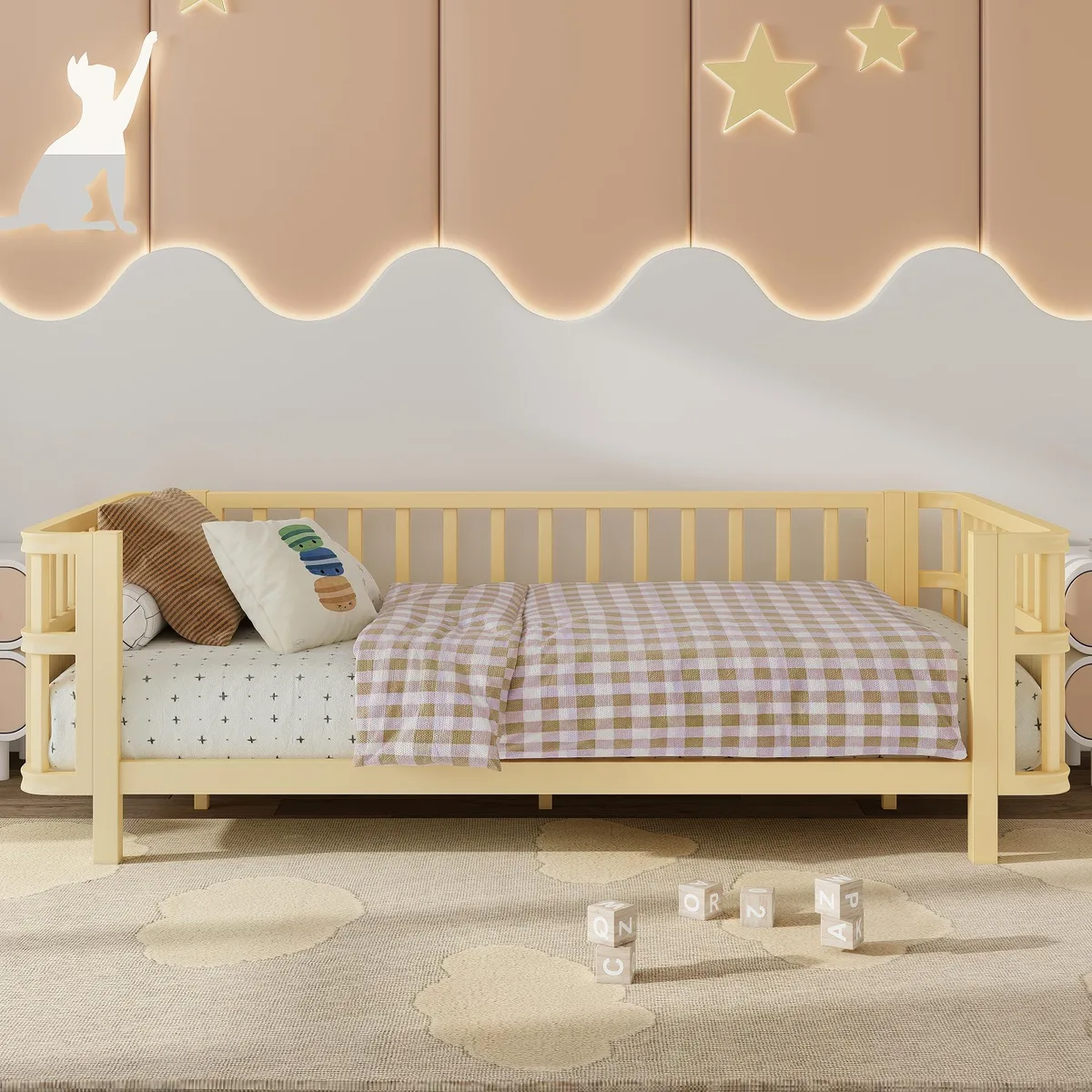 tuphen tuphen Twin Natural iron MDF bed — product photo