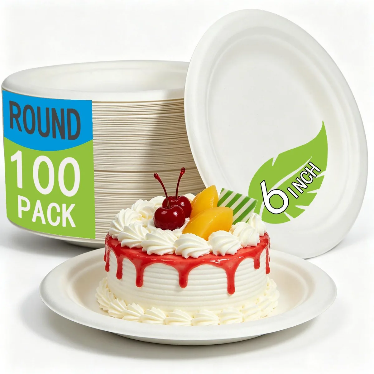 White rectangular disposable plates in a 30-count stack