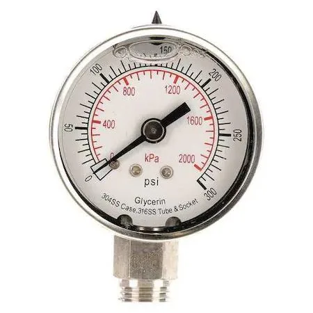 Value Brand Value Brand 4CFG2 Commercial Pressure Gauge 0-300 psi 2 in Dial 1/4 in — product photo