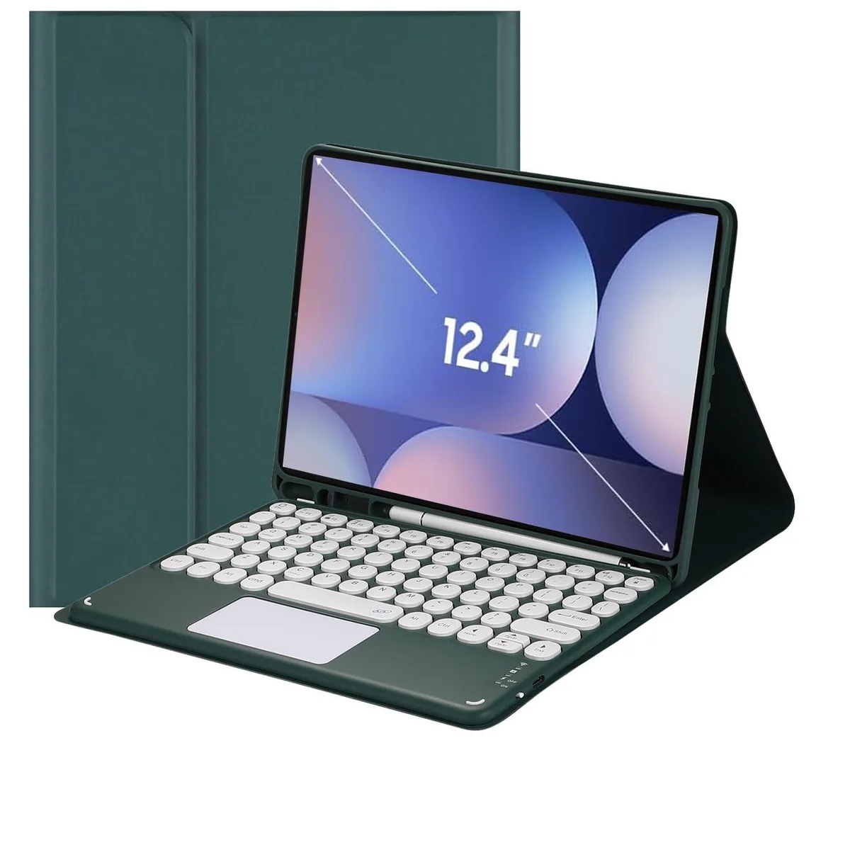 Timoom Timoom SM-X820/SM-X826B/SM-X828U Bluetooth Keyboard Case with Touchpad and Pencil Holder, Dark Green, 12.4 — product photo