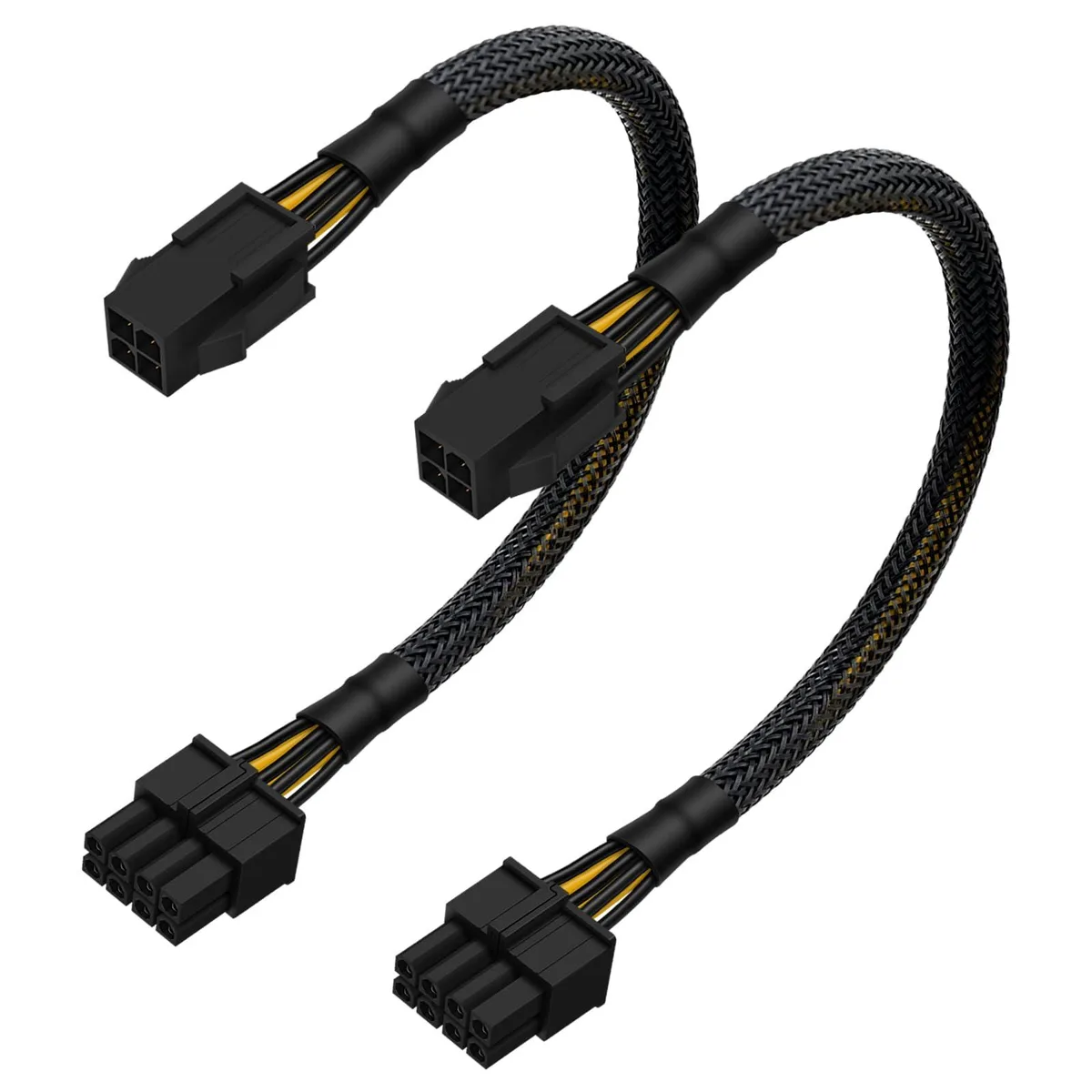  YEZriler 4 Pin to 8 Pin CPU Power Adapter Cord 2-Pack 13-inch 18AWG 200W Braided — product photo