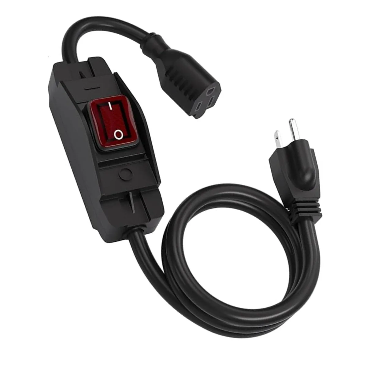  HIITIO 14/3 SJTW Outdoor Extension Cord with Waterproof Switch 3 ft Black — product photo