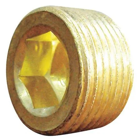 Small brass countersunk pipe plug with male threads