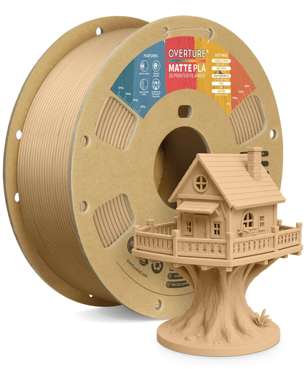 Spool of matte light brown PLA filament, 1.75 mm diameter