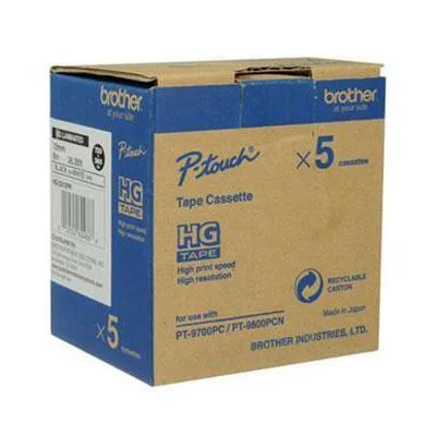 Brother Brother HGE2415PK 18mm (0.7") Black on White Tape 5 Pack — product photo