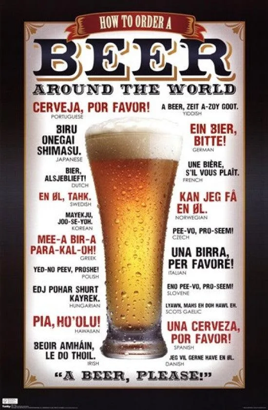 Poster print "How to Order a Beer Around the World" 22 x 34 inches on heavy paper