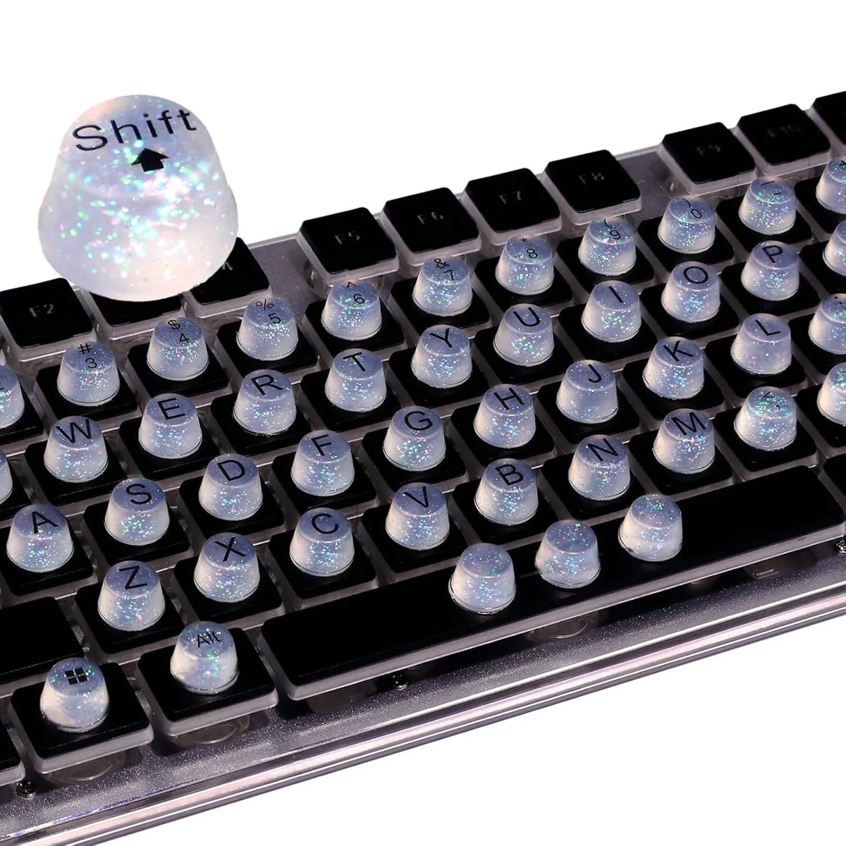  Raised Button Keyboard Stickers for Long Nails 128pcs Clear Silicone — product photo