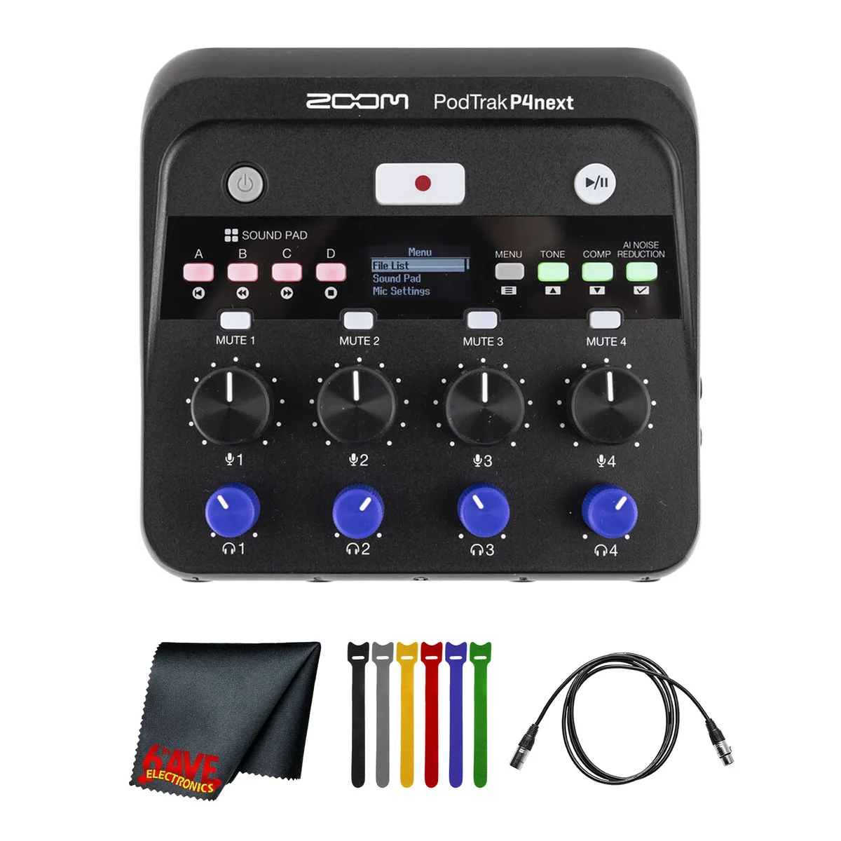 Zoom Zoom PodTrak P4next Podcast Recorder with Bundle — product photo