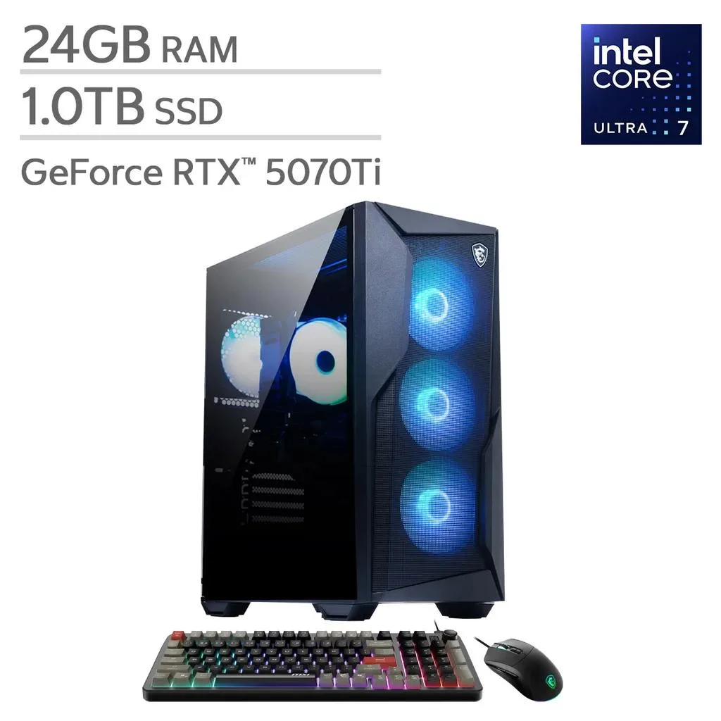 MSI MSI Codex R2 AI Gaming Desktop Core Ultra 7 265 RTX 5060 Ti 16GB 24GB DDR3 1TB — product photo
