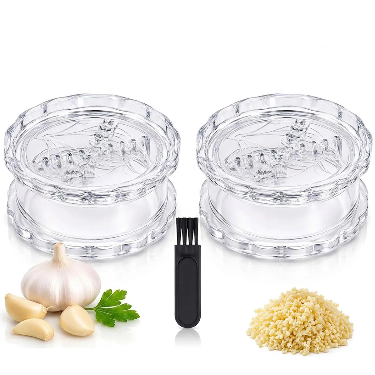  MITCIEN HO38 Garlic Twister Mincer 2-Pack Transparent Manual Chopper — product photo