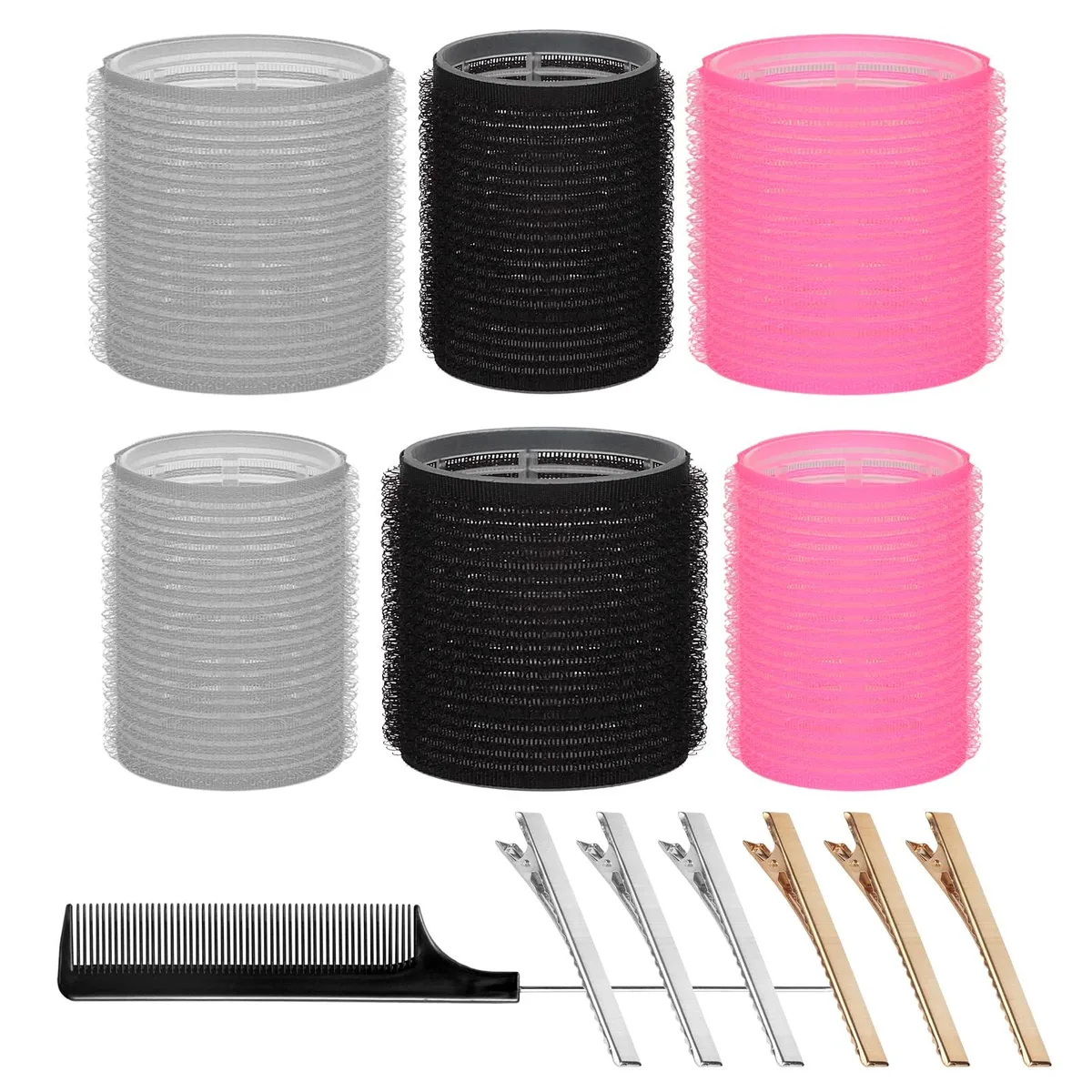 13-piece heatless curler set with foam rollers, clips and comb in gift box