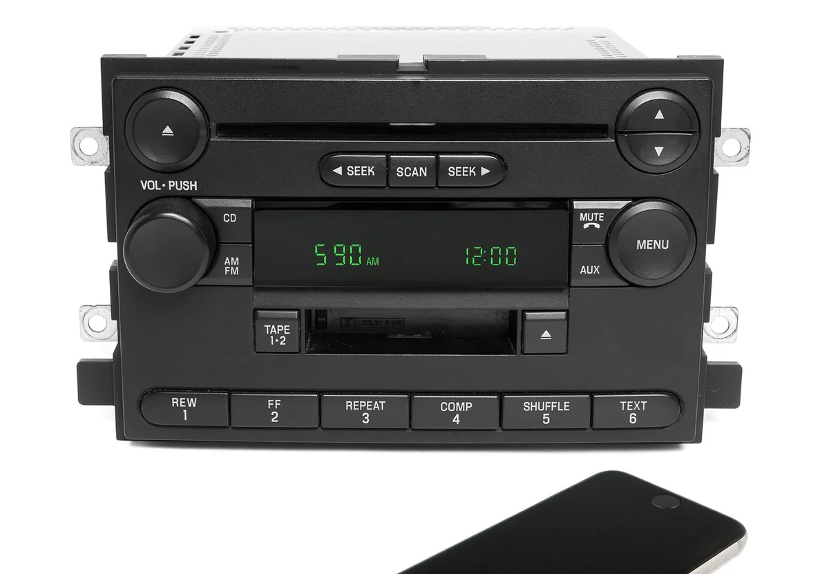 1 Factory Radio 1 Factory Radio 4L3T-18C868-FC AM FM Cassette CD Receiver Bluetooth 2004 Ford F-150 — product photo