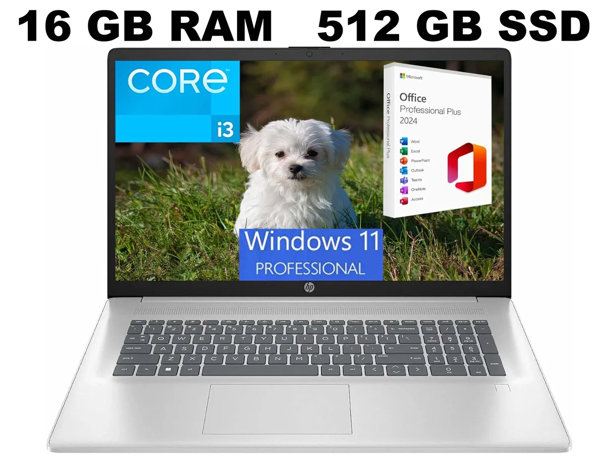 HP HP 17 laptop Intel Core i3-N305 16GB 512GB SSD 17.3 FHD Silver — product photo
