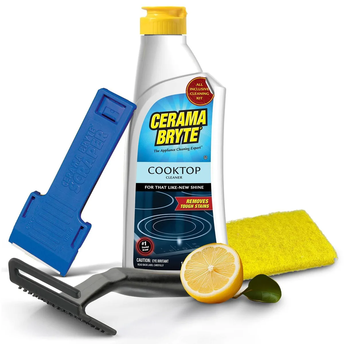 Metra Cerama Bryte 10 oz cooktop cleaning kit with bottle, scraper, pad tool and cleaning pad
